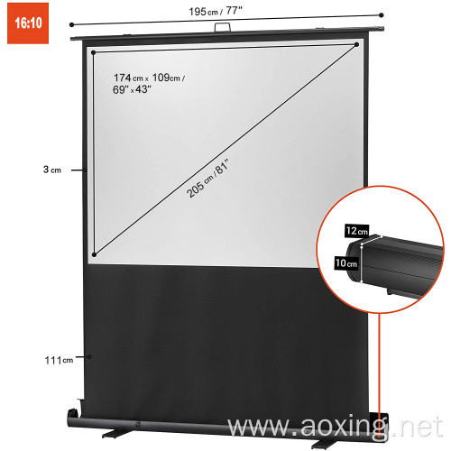 180x113cm Pull up projector screen black movie screen